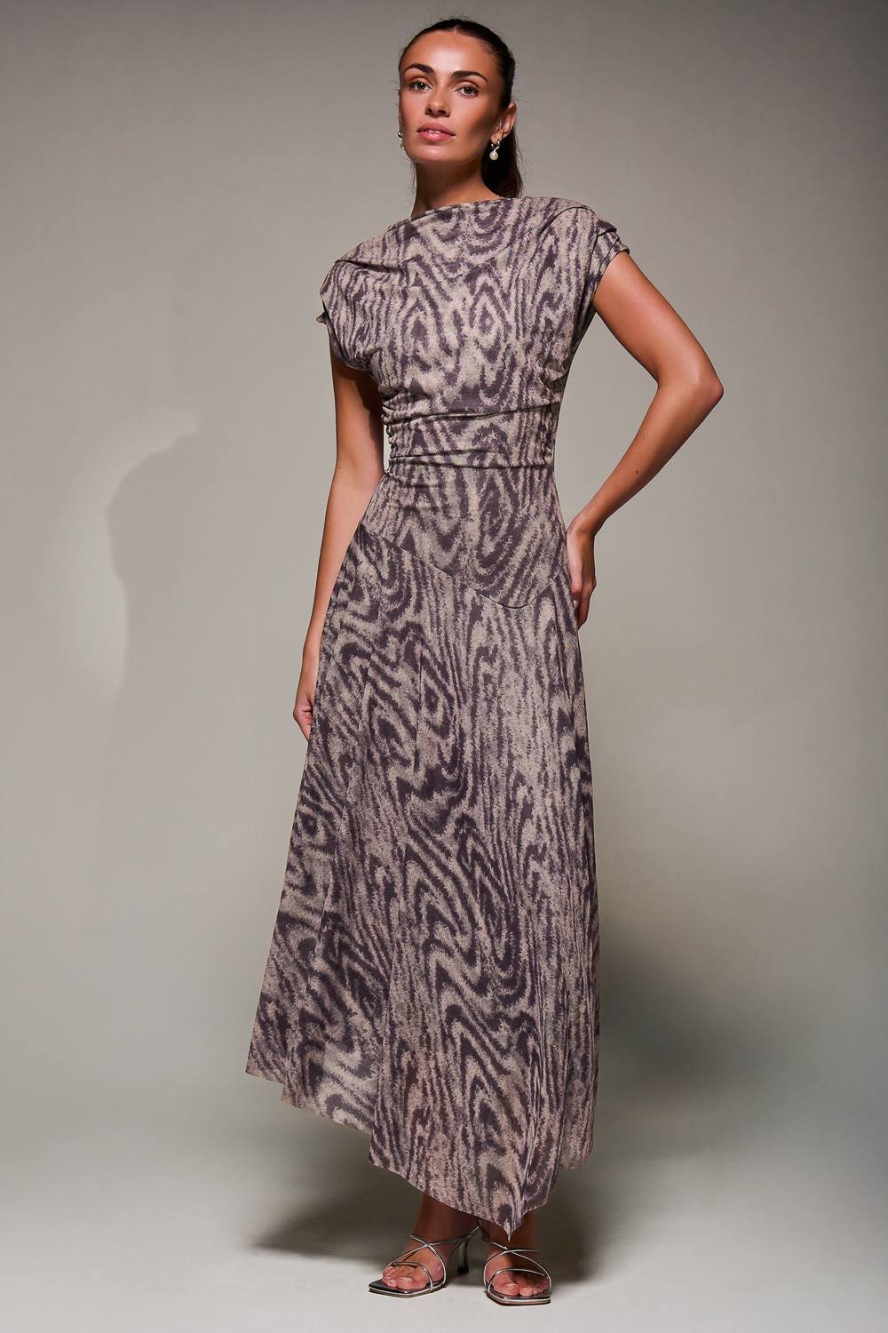 Jolie Moi Jolie Moi Women's Asymmetrical Draped Slash Neck Midaxi Dress - 2