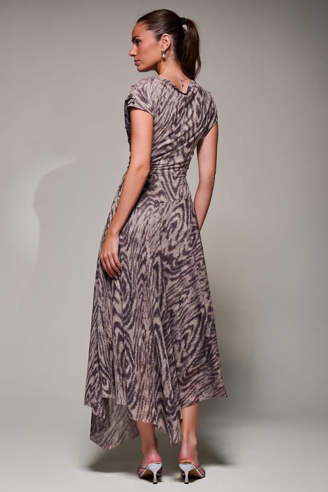 Jolie Moi Jolie Moi Women's Asymmetrical Draped Slash Neck Midaxi Dress - 2