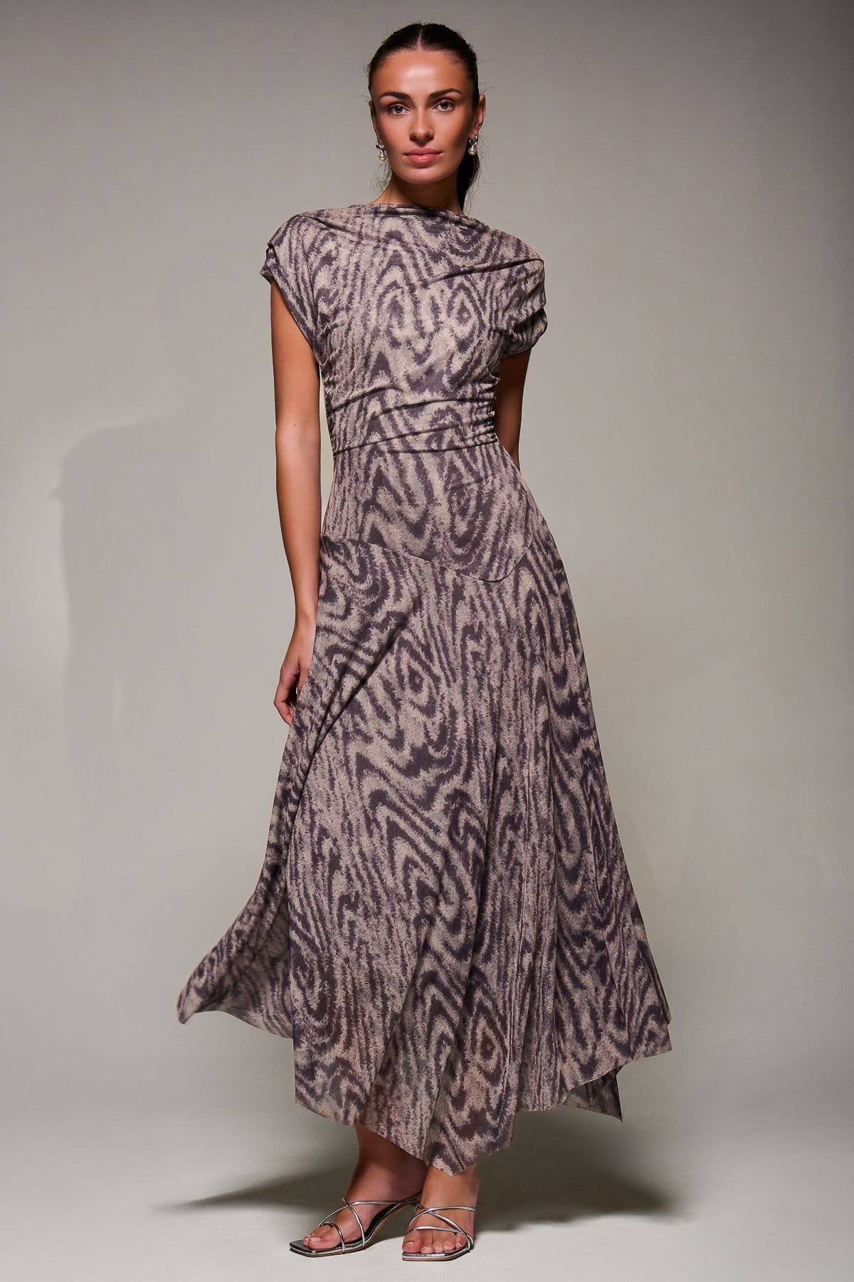 Jolie Moi Jolie Moi Women's Asymmetrical Draped Slash Neck Midaxi Dress - 4
