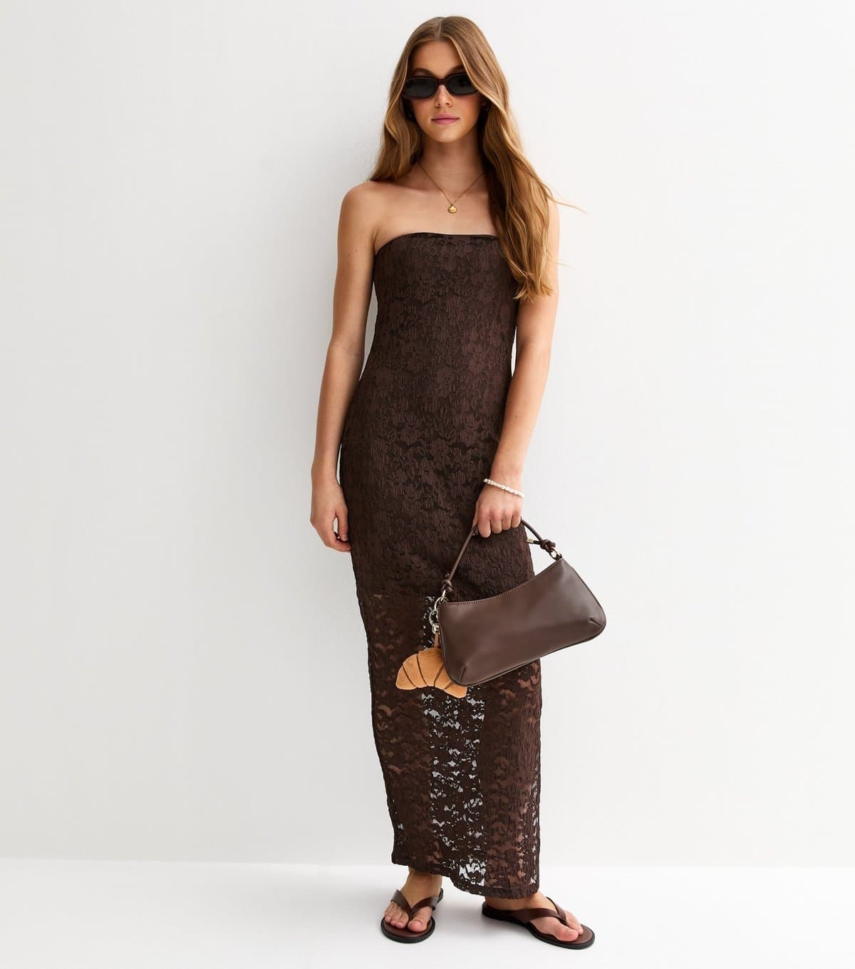 New Look Girls' Brown Lace Bandeau Maxi Dress New Look