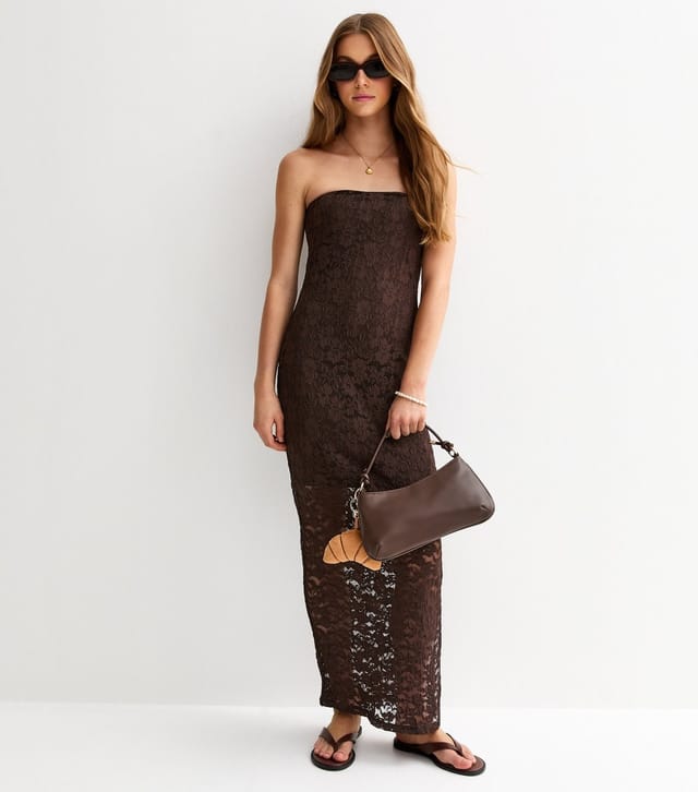 New Look Girls' Brown Lace Bandeau Maxi Dress New Look - 2