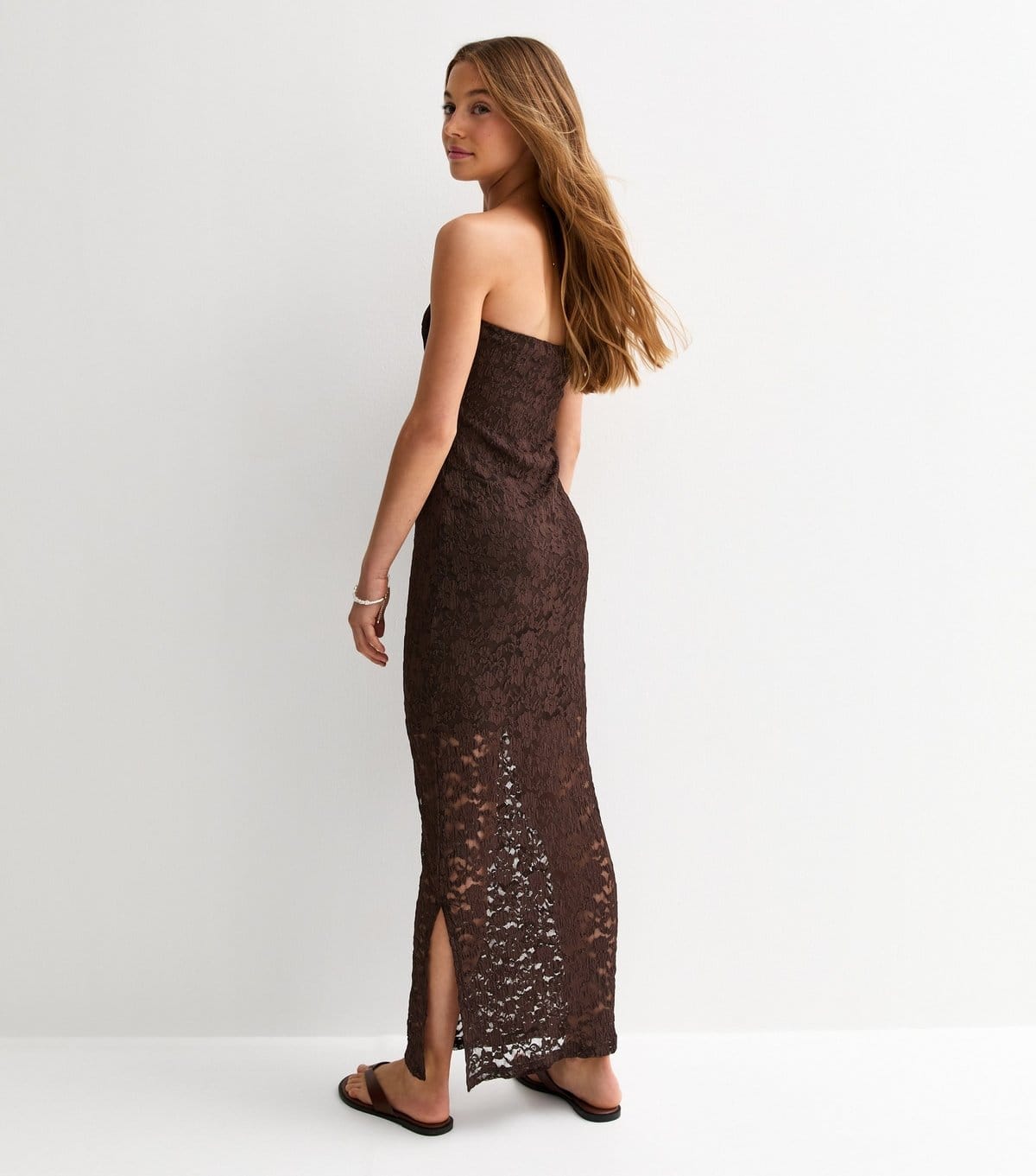 New Look Girls' Brown Lace Bandeau Maxi Dress New Look - 4