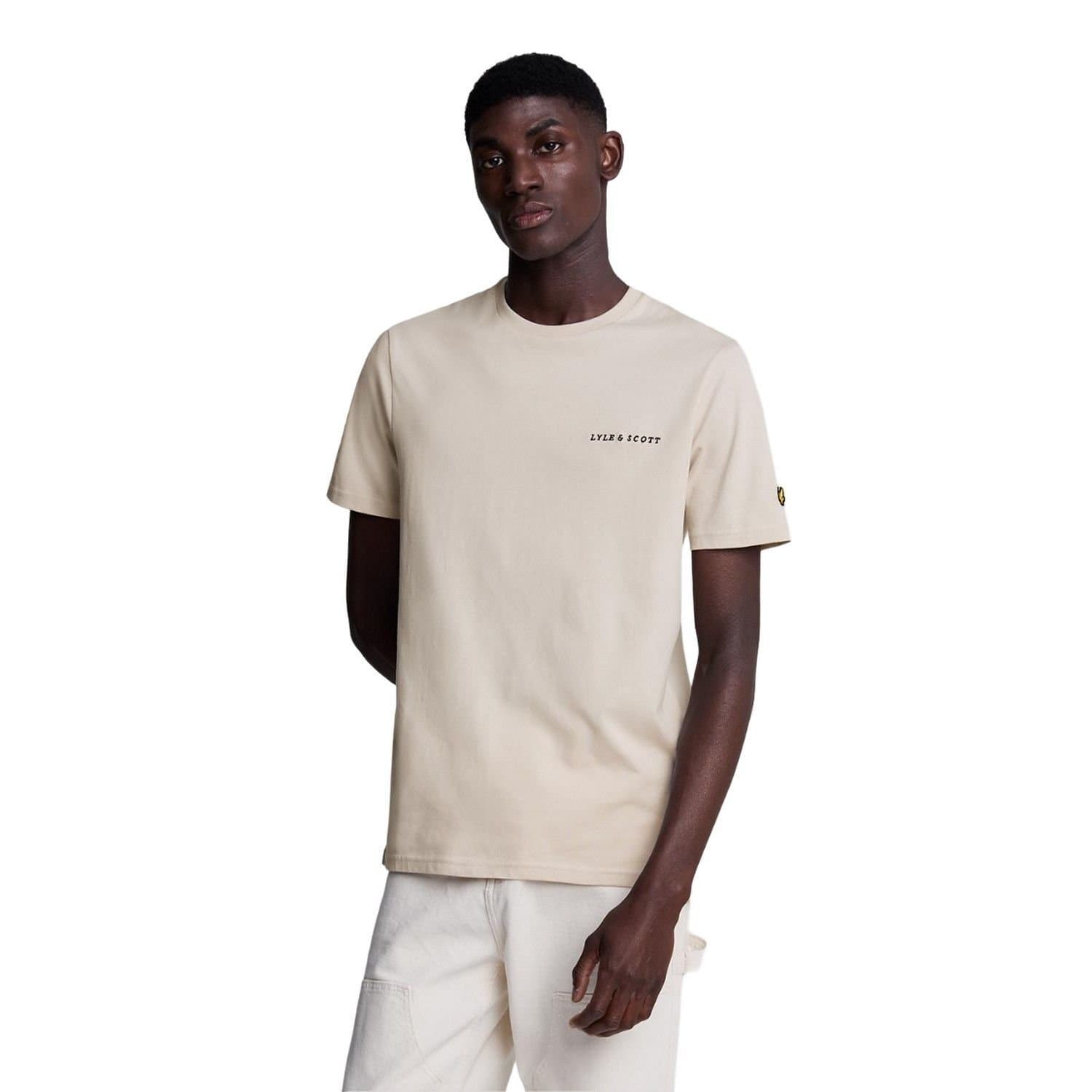 Lyle & Scott Lyle & Scott Men's Embroidered T-Shirt in Ivory