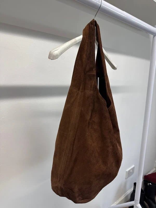 ASOS Chocolate Brown Genuine Suede Leather Shoulder Slouchy Bag