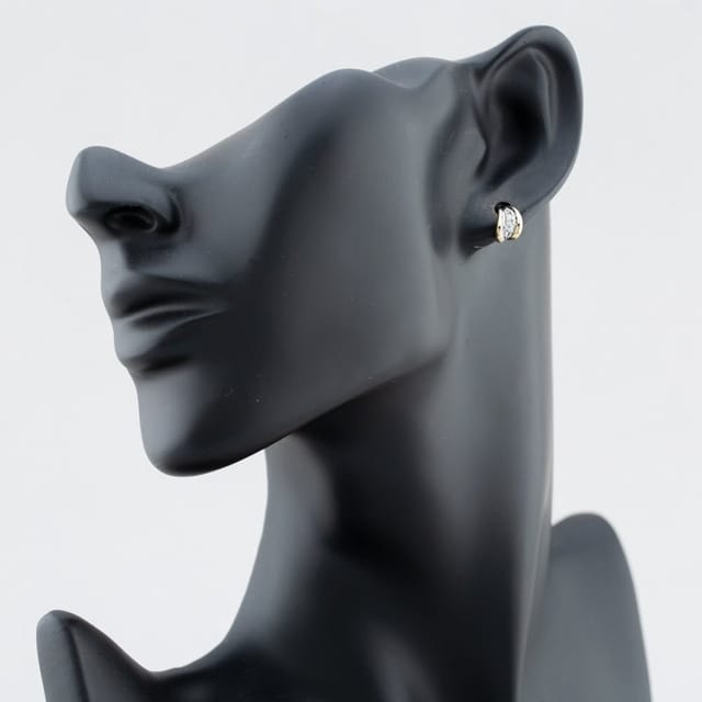 T.H.Baker T.H.Baker Women's 9ct Yellow Gold Brilliant Cut Diamond Curved Studs Earrings E1240/10-10 - 3