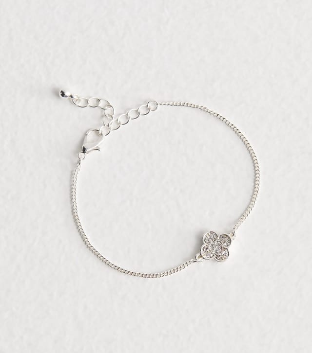 New Look Silver Tone Diamanté Flower Bracelet New Look - 3