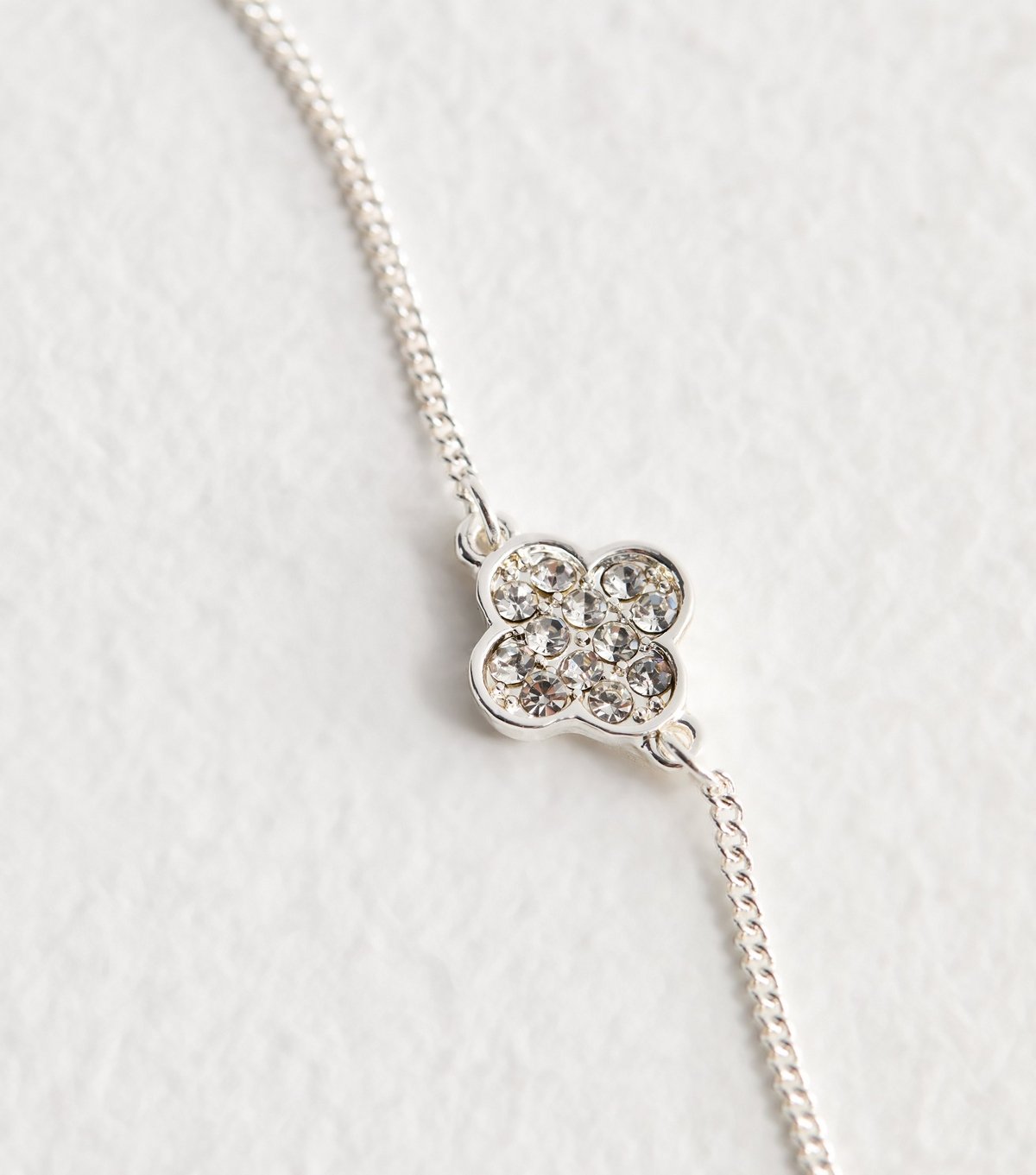 New Look Silver Tone Diamanté Flower Bracelet New Look - 4