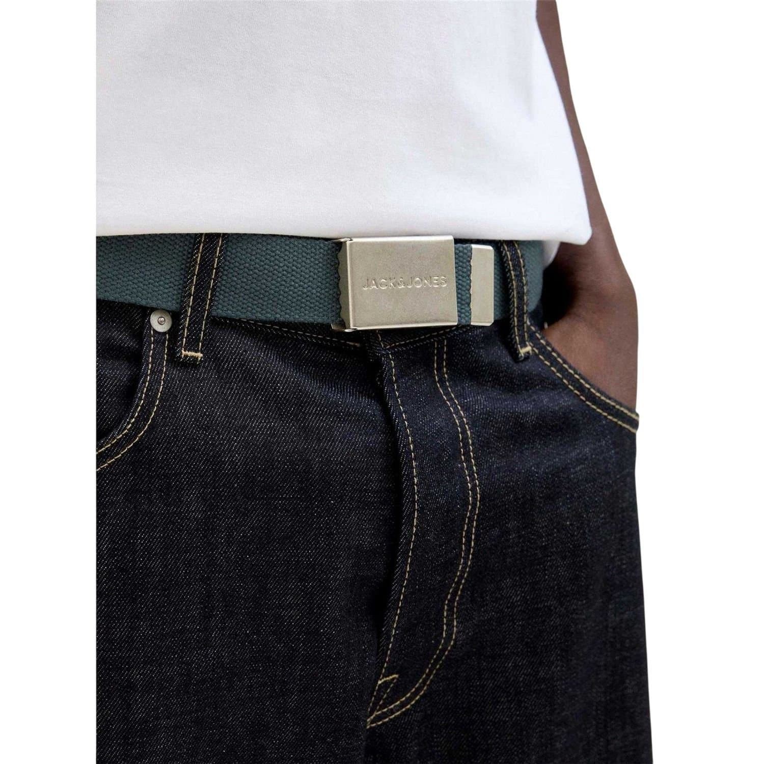 jack & jones Jack & Jones Men's Canvas Woven Belt 80cm in Green