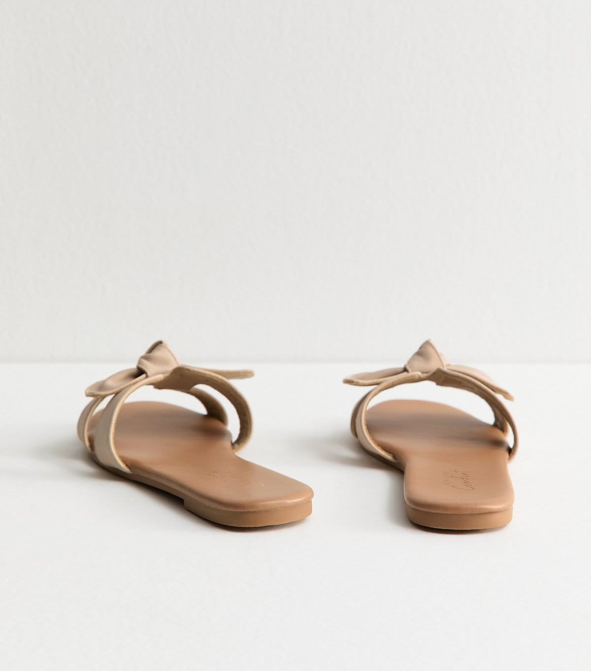 New Look Women's Stone Faux Suede Front Bow Mule Sandals Vegan New Look - 4