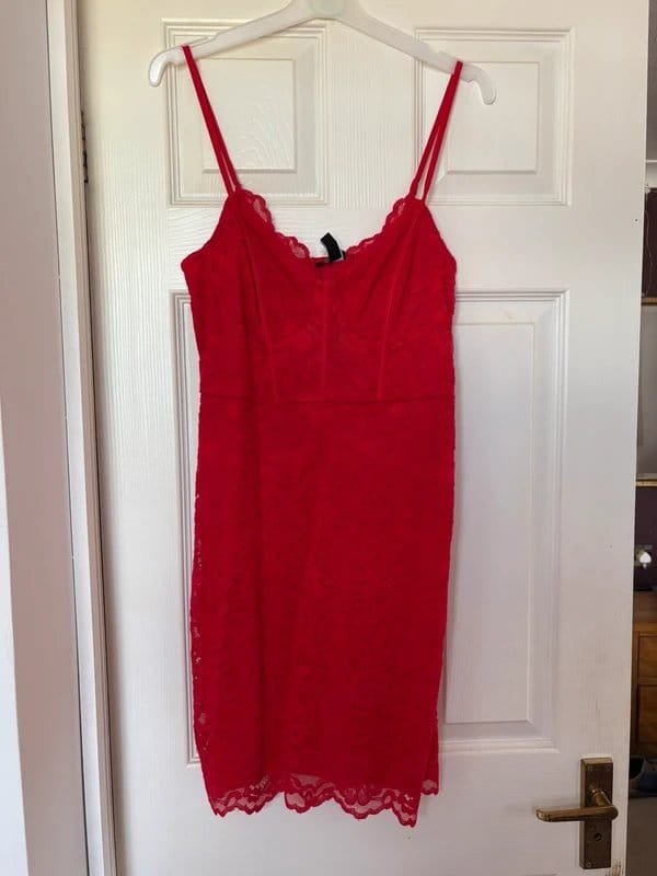 New Look Red Lace Mini Dress - 1
