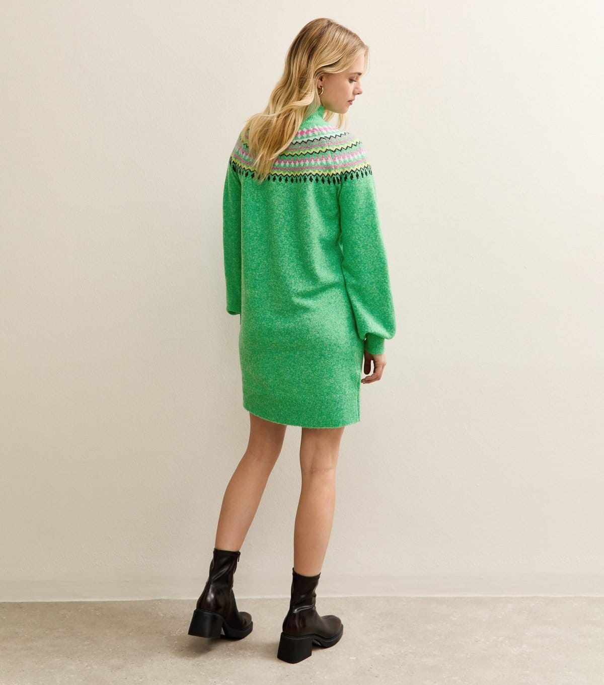 Sunshine Soul Women's Green Fair Isle Jumper Dress Sunshine Soul New Look - 4