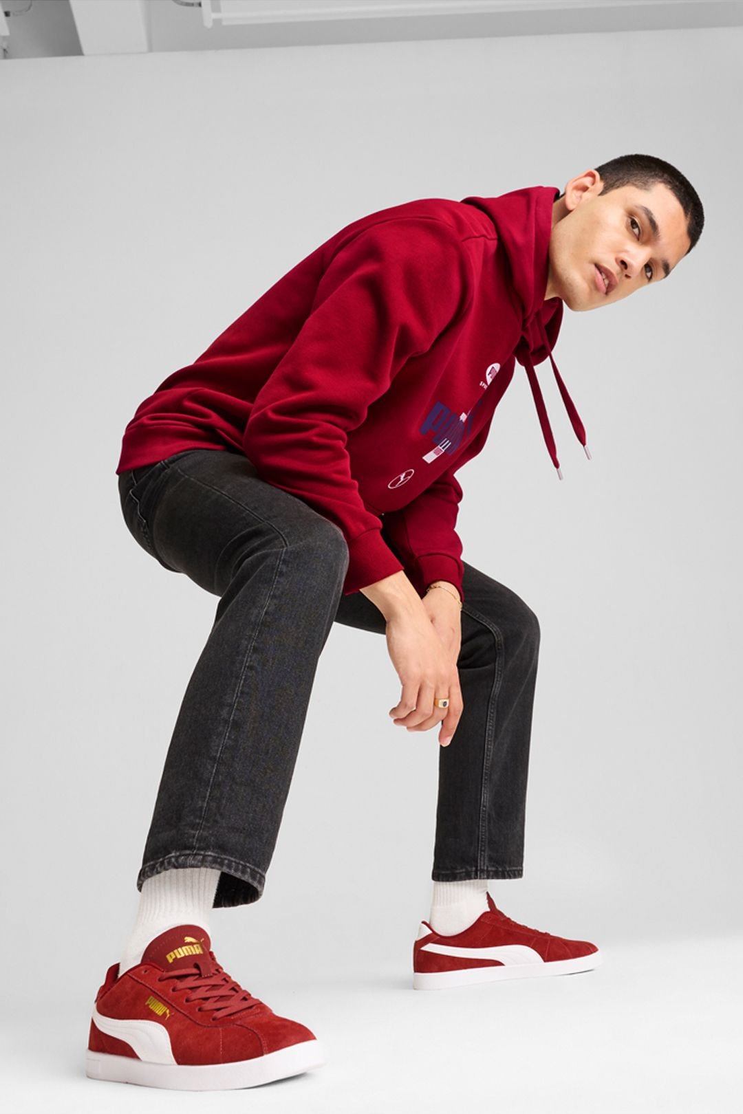 Puma Puma Women's Club II Red/White/Gold in Burgundy - 4