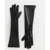 New Look Black Long Ruched Faux Leather Gloves New Look - 1