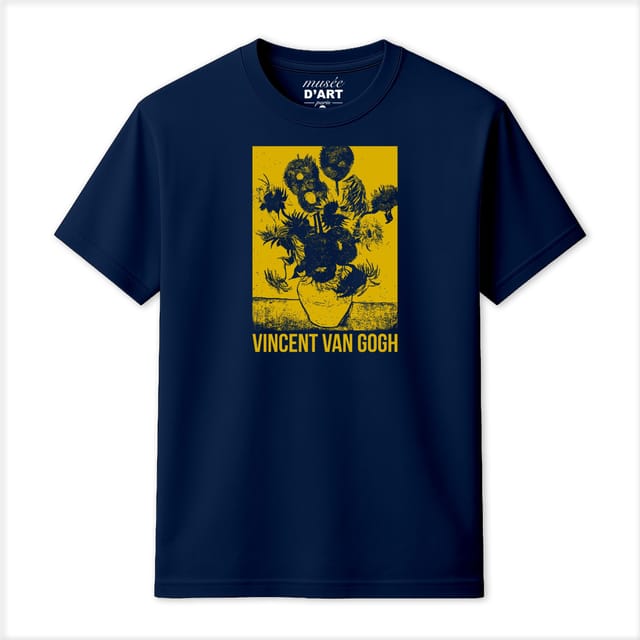 Musee DArt Musee D'Art Men's Vincent Van Gogh - Mono Sunflowers T-Shirt in Navy - 2