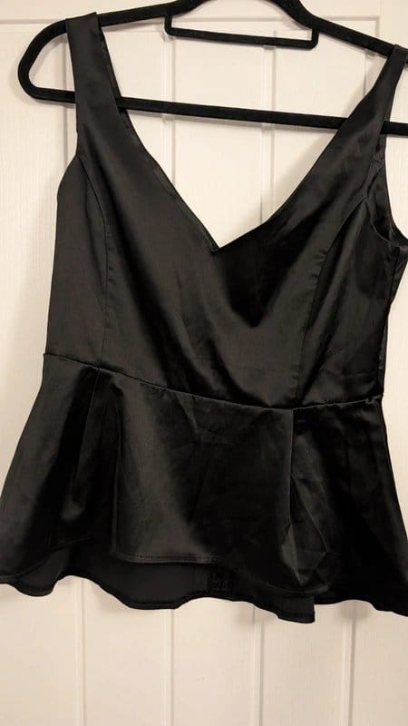 ASOS Black Satin Peplum Top