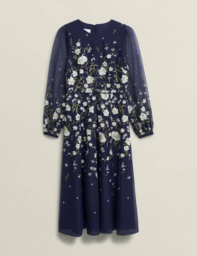 Hobbs London Hobbs London Women's Lois Embroidered Dress in Navy - 2