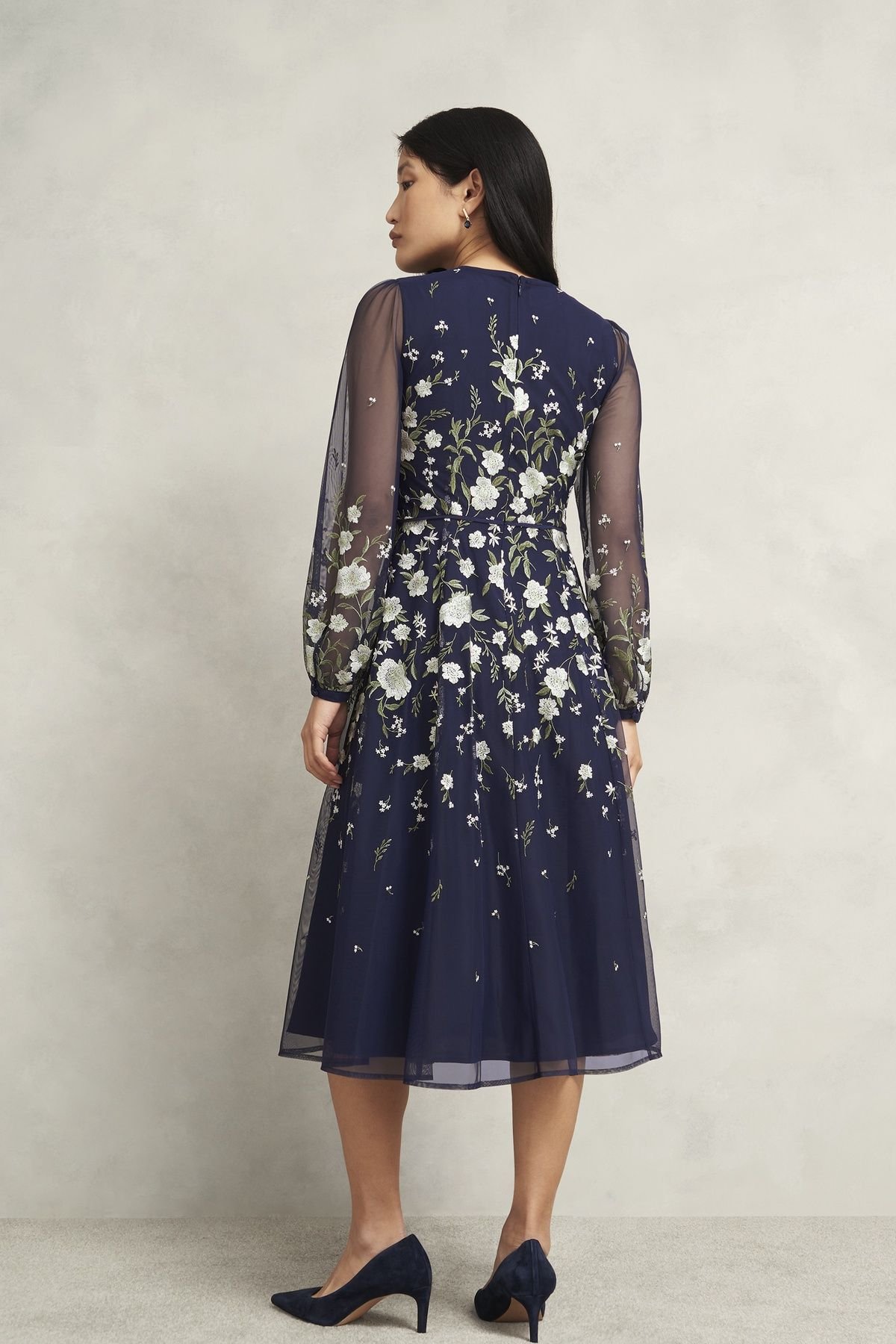 Hobbs London Hobbs London Women's Lois Embroidered Dress in Navy - 4