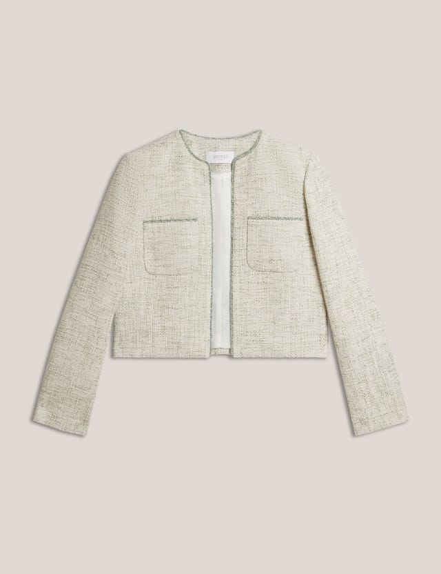 Hobbs London Hobbs London Women's Darcy Tweed Cropped Jacket in Pale Green - 2