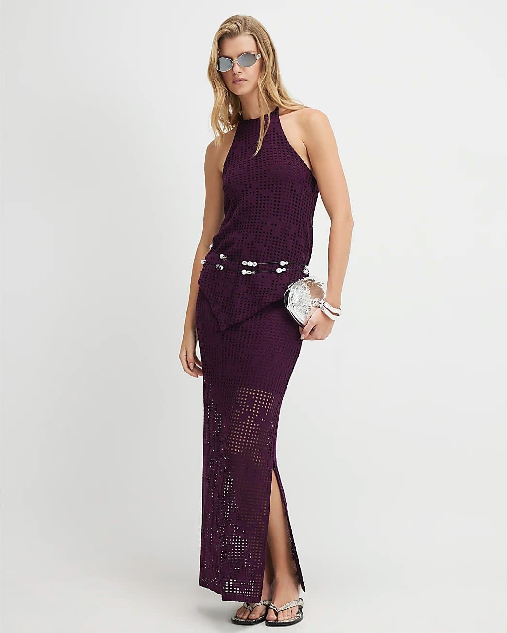 River Island River Island Womens Purple Crochet Maxi Skirt