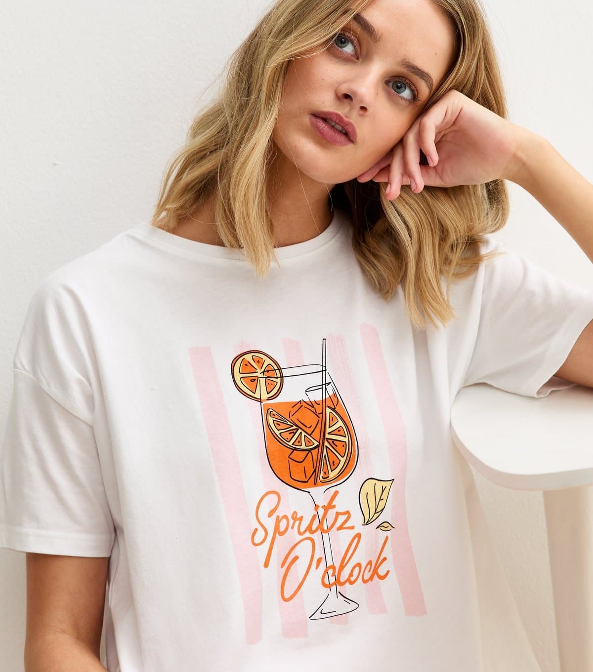 New Look Women's White Spritz O' Clock Print T-Shirt and Shorts Pyjama Set New Look