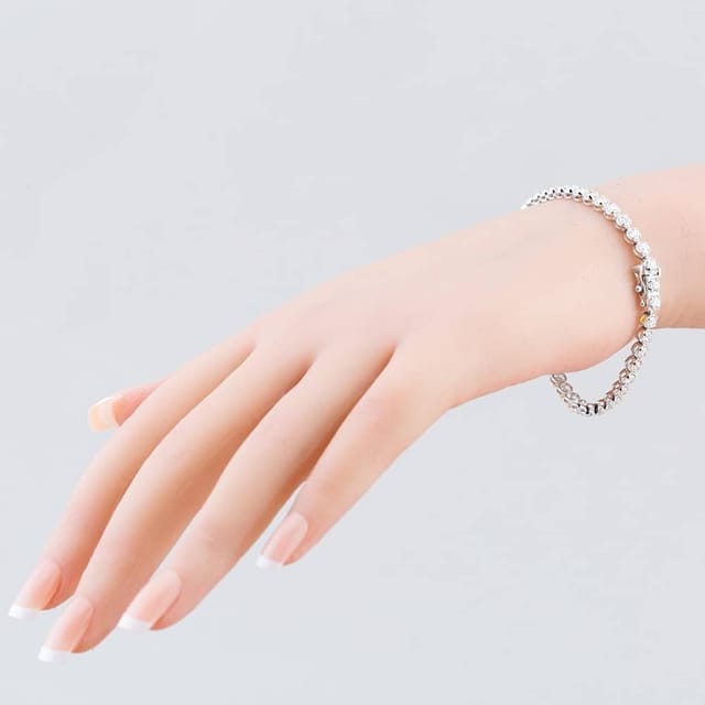 T.H.Baker T.H.Baker Women's 9ct White Gold Certificated Laboratory-Grown 5.00ct Diamond Tennis Bracelet LGB15917-500 (WG) in Silver - 2