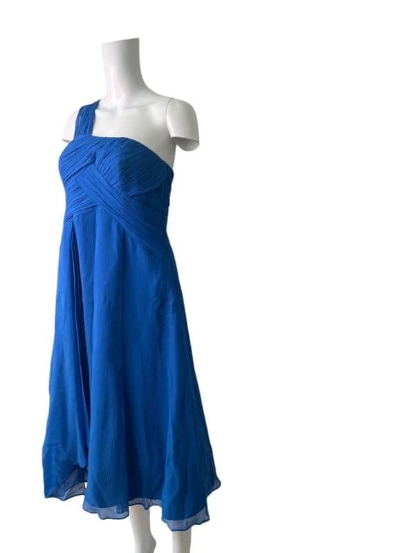 Monsoon Monsoon Silk Dress Size 10 Womens NEW Blue One Shoulder Party EU38 RRP £135 *
