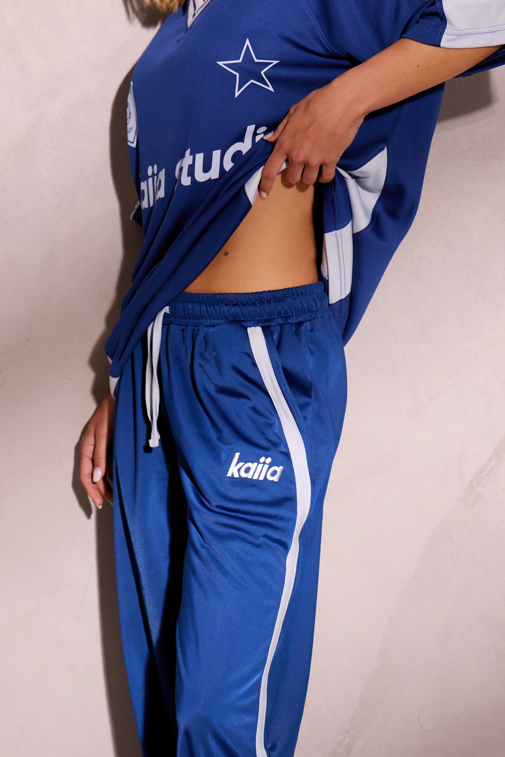 Kaiia Kaiia Embroidered Tricot Joggers Victory Blue & Dusty Blue - 2