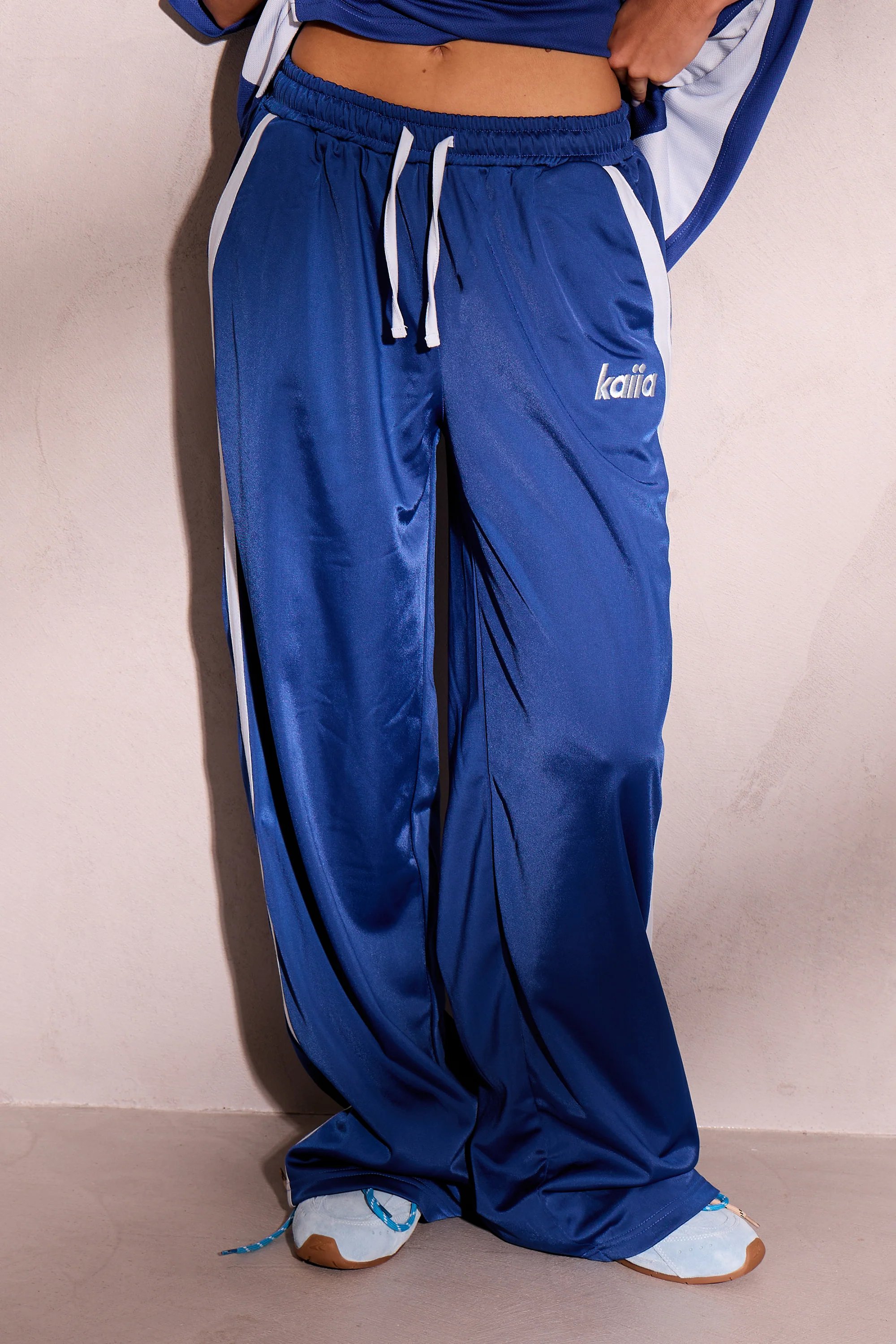 Kaiia Kaiia Embroidered Tricot Joggers Victory Blue & Dusty Blue - 3