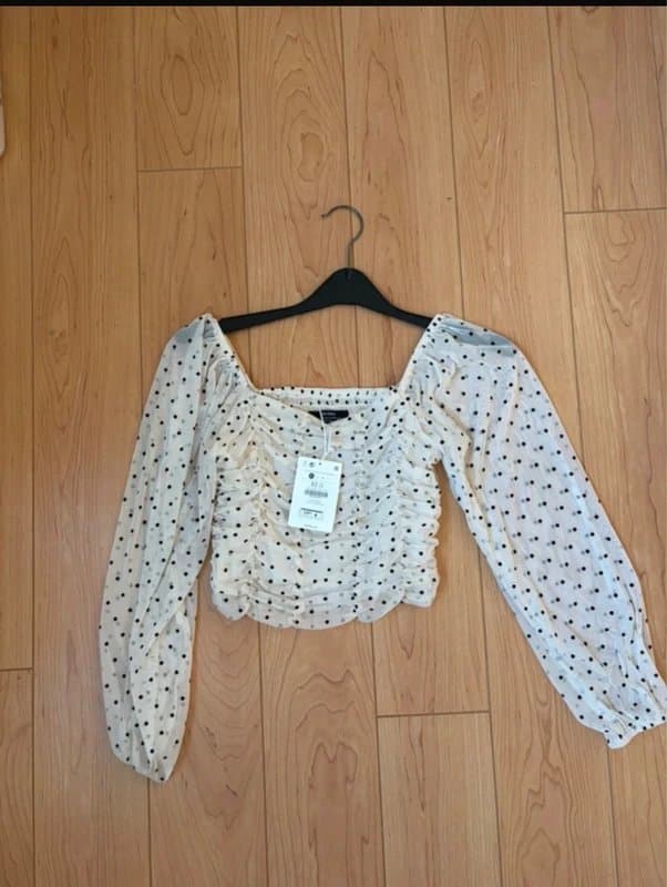 Bershka Bershka chiffon spotty spot polka dot top XS