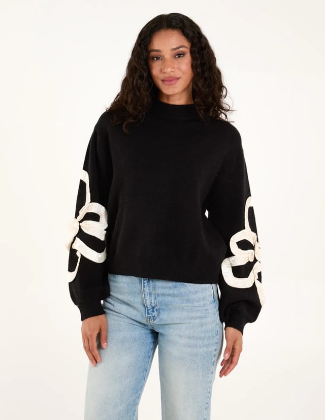 Blue Vanilla Frill Flower Knit Jumper - 3