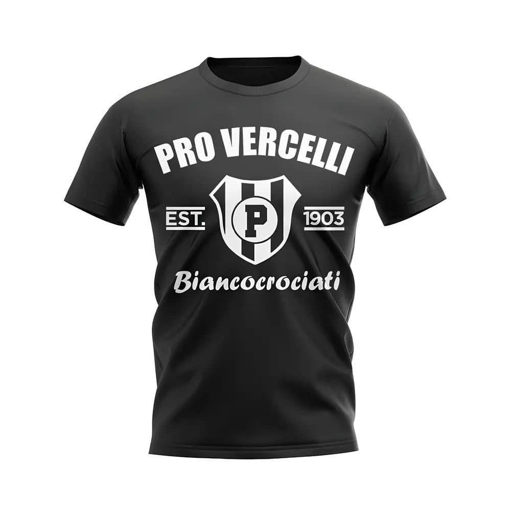 Pro Vercelli Pro Vercelli Men's Mens Established Football T-Shirt in Black