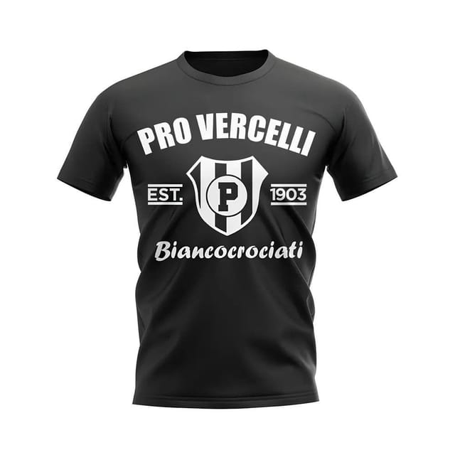 Pro Vercelli Pro Vercelli Men's Mens Established Football T-Shirt in Black - 2