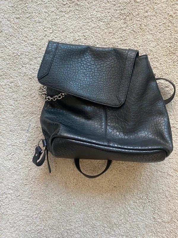 ASOS Design Asos design black faux leather backpack - 1