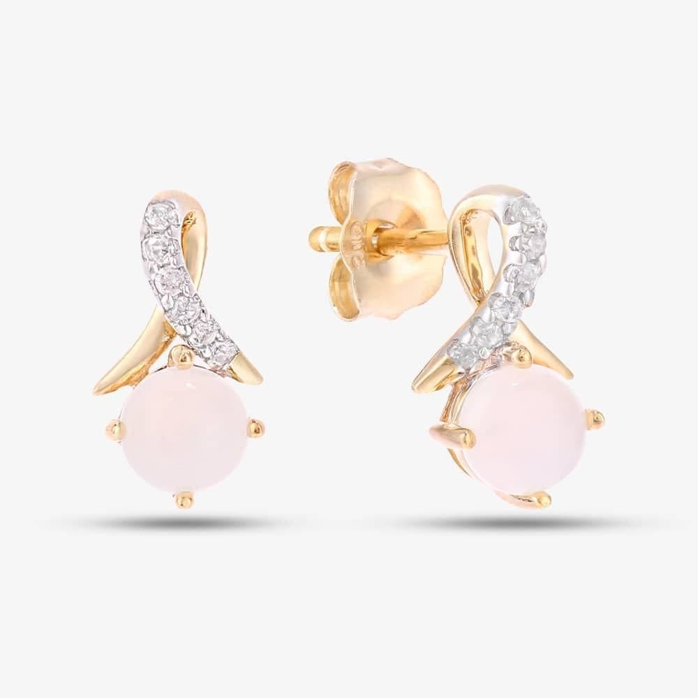 T.H.Baker T.H.Baker Gold Round Opal & Diamond Stud Earrings