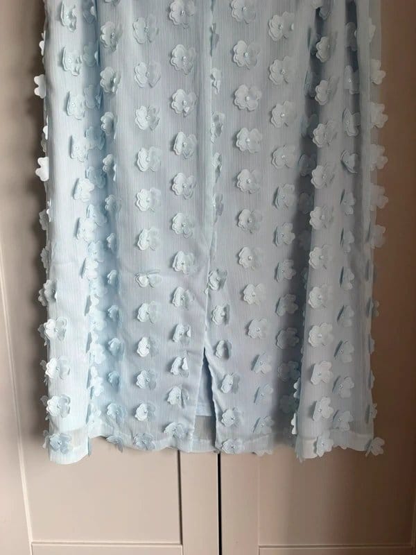 Marks & Spencer M&S Pale Blue 3D Floral Midi Skirt | Petite 16 | Fully Lined - 1
