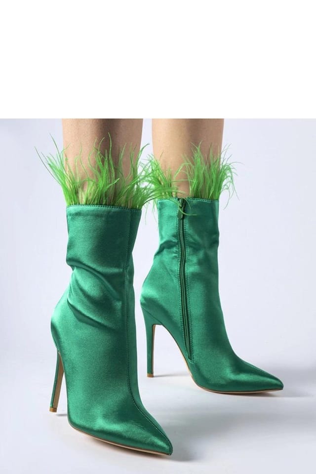 Love Lace Love Lace Women's Selvena Feather Trim Ankle Boots with Insulated High Heel in Green - 2