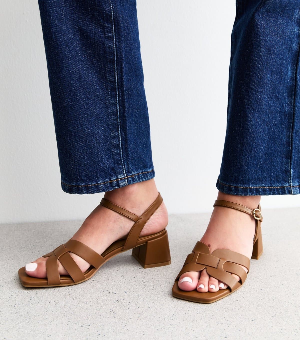 New Look New Look Tan Faux Leather Strap Heeled Sandals