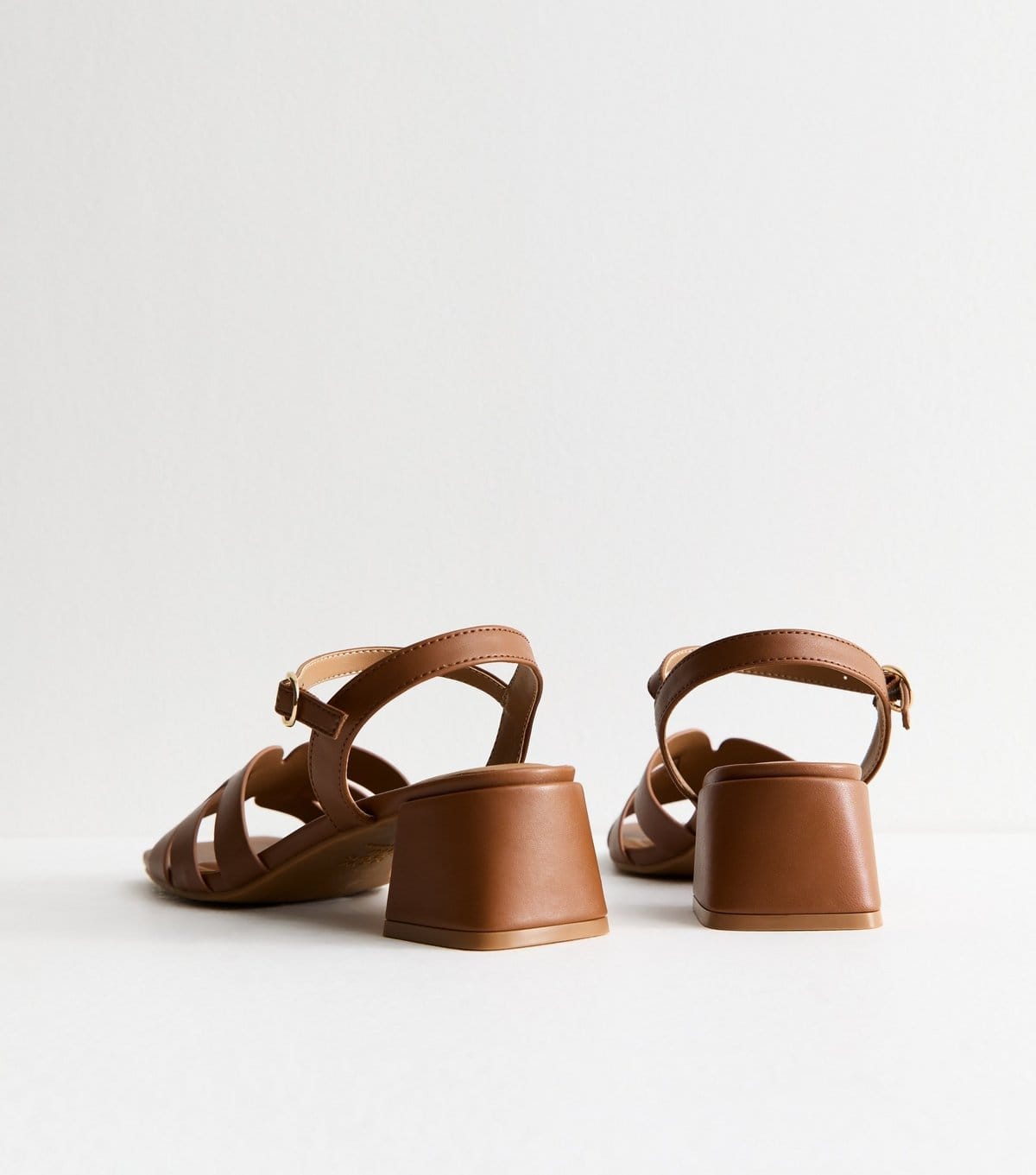 New Look Women's Tan Woven Strap Heeled Faux Leather Sandals Vegan New Look - 4