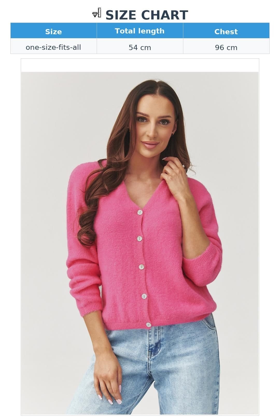 Love Lace Love Lace Women's Italian Soft Knit Button Front V Neck Cardigan in Pink - 4