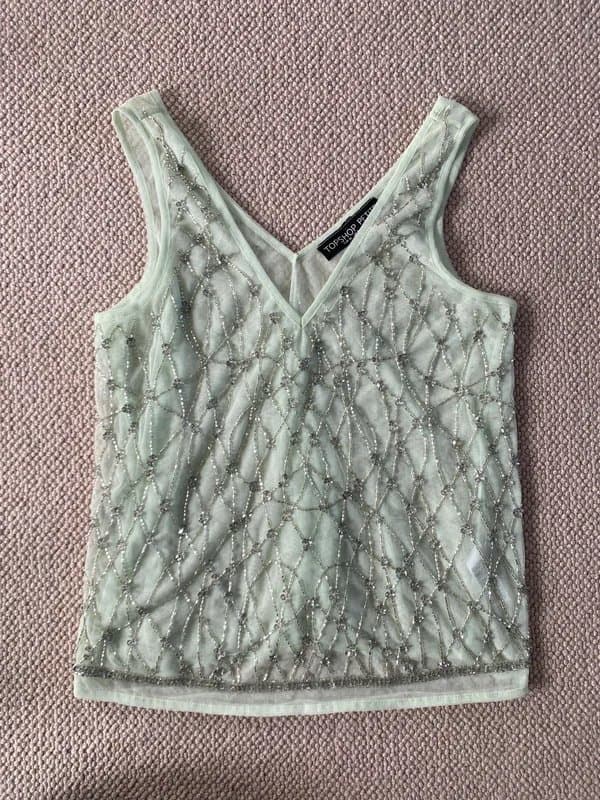 Topshop Topshop Petite embellished mint green vest