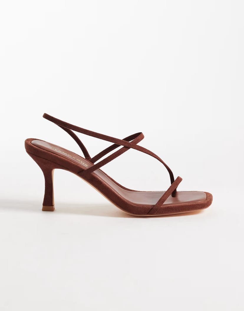 ASOS Glamorous barely there heeled sandals with in brown suedette - 1
