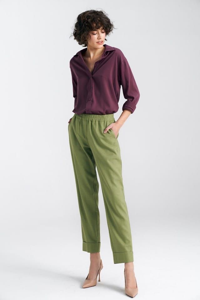 Love Lace Love Lace Women's Loose Viscose Long Sleeve Shirt with Collar in Violet - 2