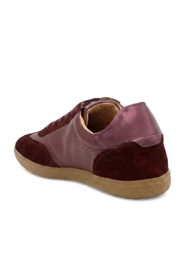 Jones Bootmaker Jones Bootmaker Women's Artea Leather Trainers in Burgundy - 3