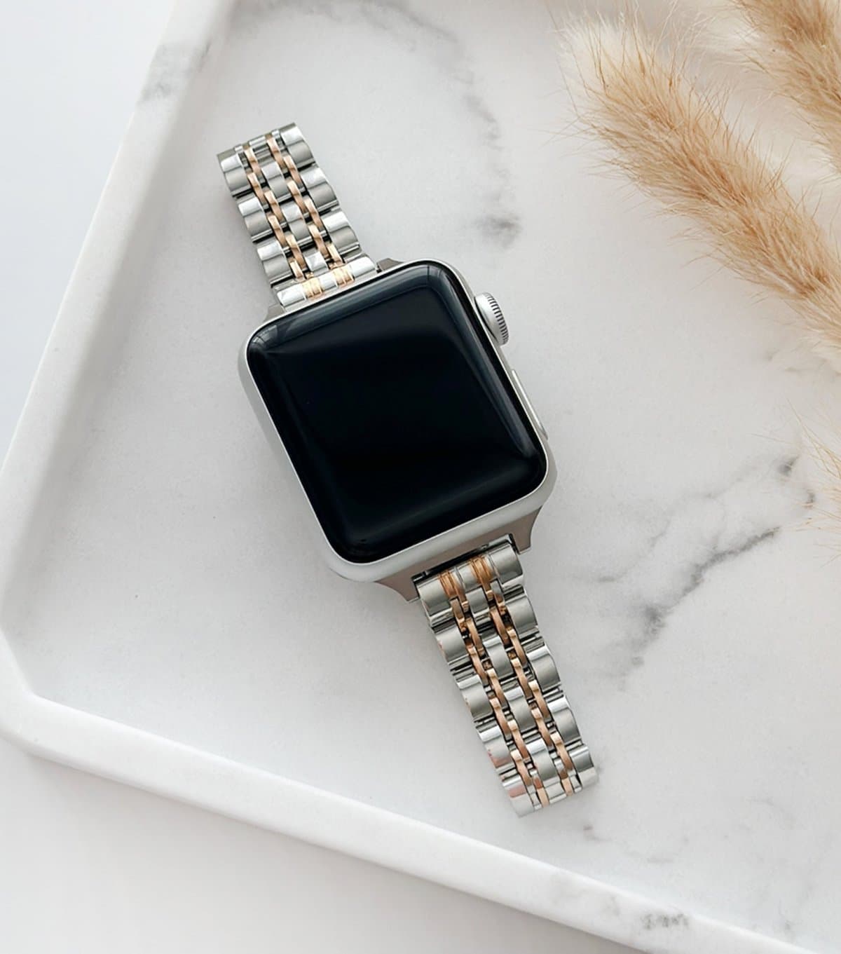 Coconut Lane Rose Gold Slim Links Apple Watch Strap Coconut Lane New Look