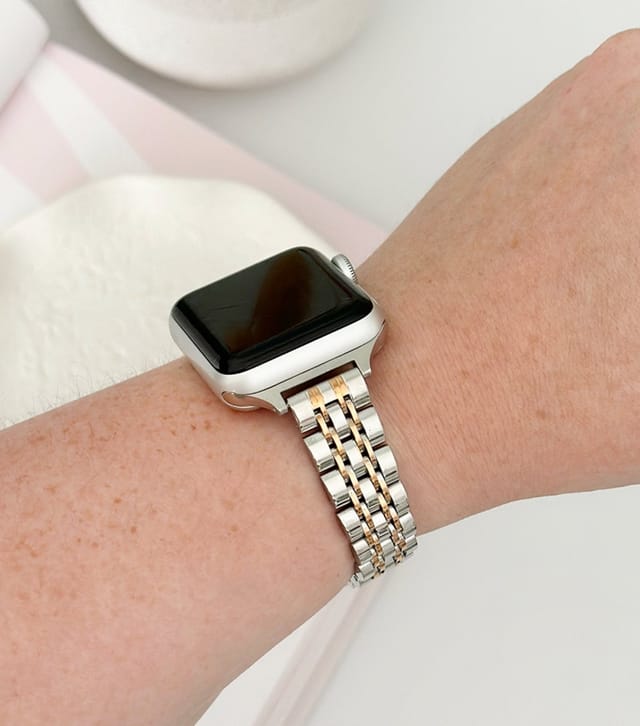 Coconut Lane Rose Gold Slim Links Apple Watch Strap Coconut Lane New Look - 2