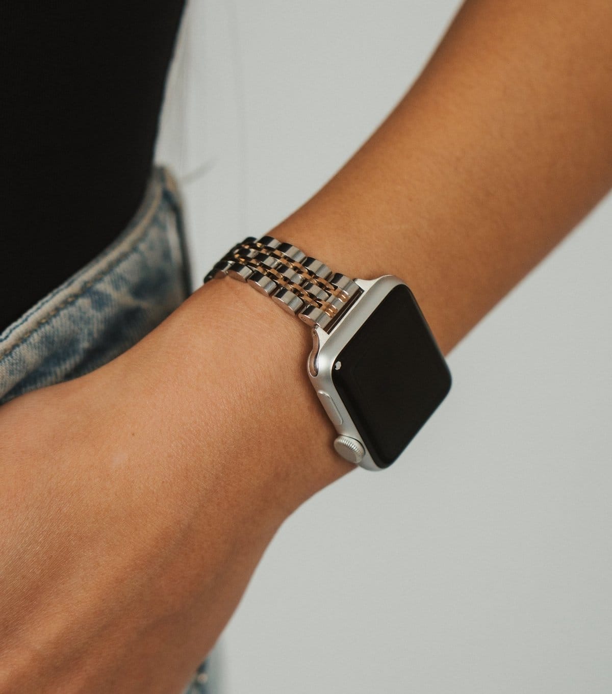 Coconut Lane Rose Gold Slim Links Apple Watch Strap Coconut Lane New Look - 4