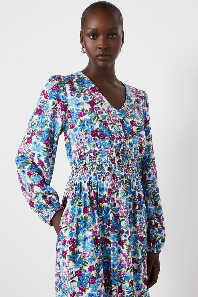 Finery London Finery London Women's Erina Blue Floral Midi Dress - 2
