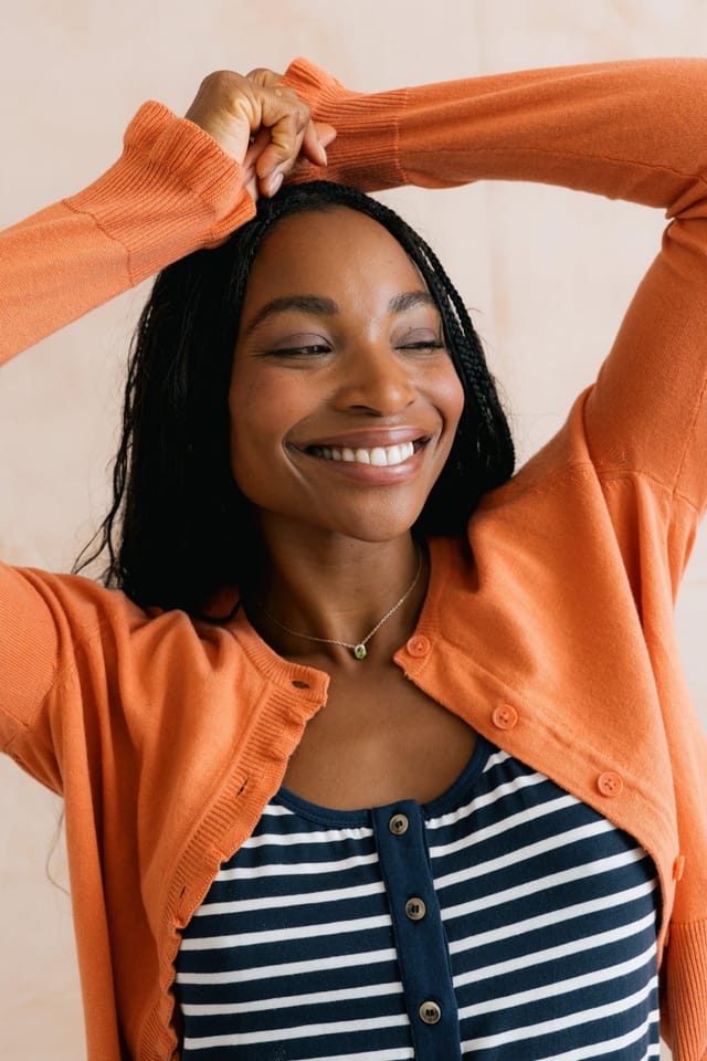 Lily & Me Lily & Me Women's Lauren Lightweight Cotton Outfitter Cardigan with Round Neck in Orange - 2