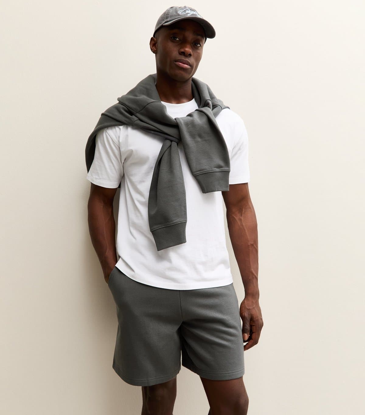New Look Men's Dark Grey Regular Drawstring Shorts New Look
