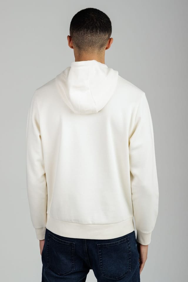 Tokyo Laundry Tokyo Laundry Men's Brushed Back Fleece Hoody with Small Chest Logo in Cream - 2